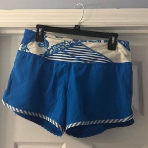 Lululemon blue and white shorts